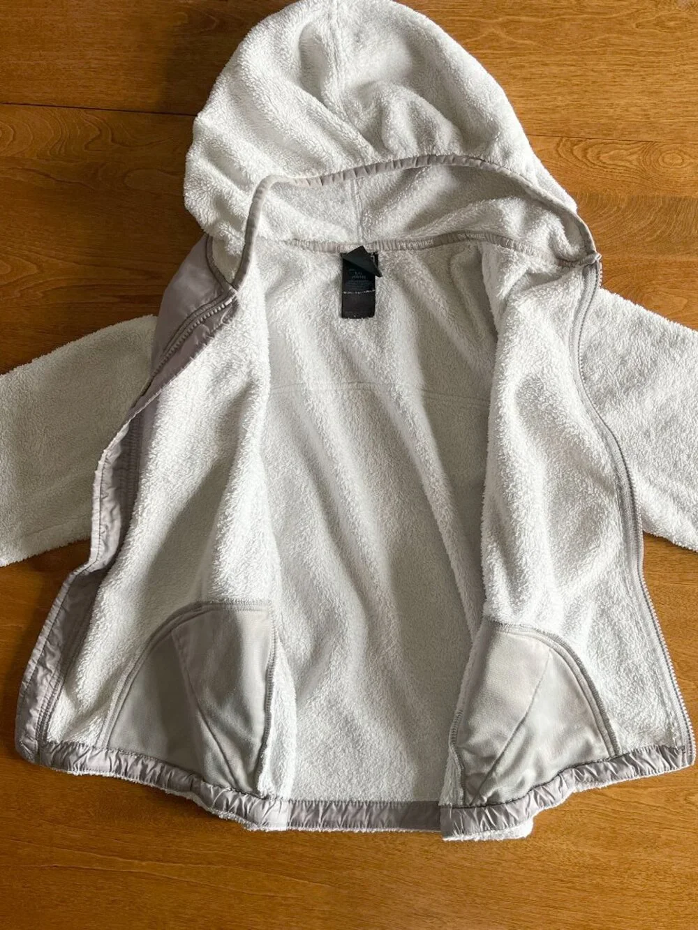 The North Face white and gray fleece hoodie L 14/16